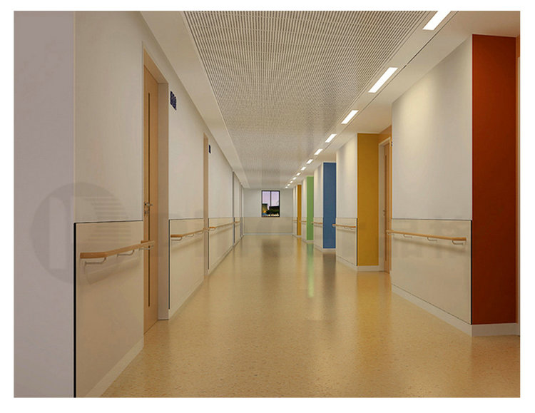 Krankenhauskorridor-Massivholz-Crash-Handlauf